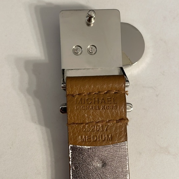 193. Michael Kors faux leather belt with silver MK lock detail on buckle - Picture 5 of 9